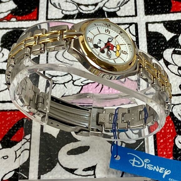Disney Mickey Mouse Two-Tone Ladies Watch Moving Arms Original Hang Tag - Picture 6 of 14